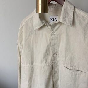 Zara Minimalist Off-White Oversized Shirt